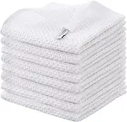 joybest Cotton Kitchen Dish Cloths, 8-Pack Waffle Weave Ultra Soft Absorbent Dish Towels Washcloths Quick Drying Dish Rags, 12x12 Inches, White