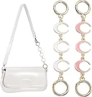 uxcell Bag Extender Chain, 2 Pcs Purse Strap Extenders Moon Shape Chain Purse Making Supplies for Replacement Handbag Shoulder Bag Wallet Decoration, White/Pink