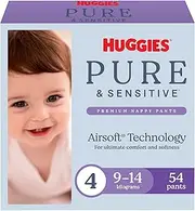 Huggies Pure & Sensitive Nappy Pants Size 4 (9-14 kg) 54 Count - Packaging May Vary