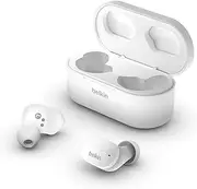 [Belkin] SoundForm True Wireless Earbud Headphones (Bluetooth Earphones for iPhone, Samsung, Google, Touch Control, Portable Charging Case, 24 Hours Playtime, Noise Isolation, Sweatproof) - White