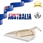 Bamboo Handle Dustpan and Brush - White