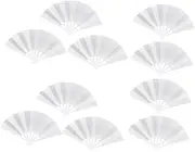QUMIIRITY 10pcs DIY Blank Handmade Painting Fans Graffiti Fan Handheld Paper Craft Supplies for Boys and Girls Adults Stage Performance