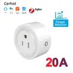 CERHOT TUYA 美國智能插頭 ZIGBEE 插頭 20A 電源監視器無線控制插座,帶能量定時器,適用於 ALEX