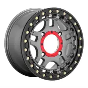 KMC KS240 Recon Gun Metal UTV Beadlock Rim Gloss Black Ring 14x7 4/156 +38mm