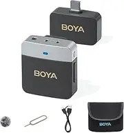 BOYA BY-M1V3 2.4GHz Wireless Lavalier Microphone, 6H Battery Life&60M Transmission Range Built-in Cordless Condenser for USB Type-C Smartphone Android, Ideal for Vlogging Interview