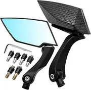 KATUR Motorcycle 8MM 10MM Handlebar End Mirrors Rear View Mirror Motorbike Black Edge Cut Blade Style Carbon Rear Mirrors for K awasaki S uzuki H onda V ictory C hopper