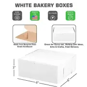 [ 250 Pack ] White Bakery Pastry Boxes - 6 x 6 x 3 In.