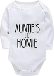 [WOOYONGING] Auntie's Lil' Homie Newborn Coming Home Outfit Boy Long Sleeve Unixex Baby Clothing White Girl Infant Outfits