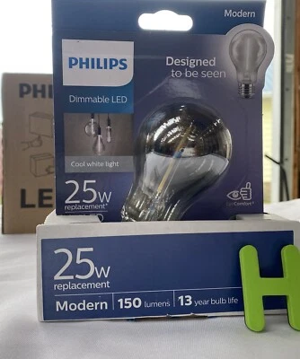 Philips 25W Dimmable LED Modern Glass Edison Large Light Bulb, Cool White