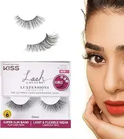 KISS Lash Couture LuXtensions Collection False Eyelashes, Flat Lash Technology, Super Slim Lash Band, Real Lash Extension Fibers, Reusable, Contact Lens Friendly Strip Lashes, Style Classic, 1 Pair