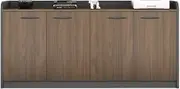 File Cabinet Brown Four Cabinet Doors Wooden Short File Cabinet with Lock Office Data Sundry Storage Cabinet Office Drawer