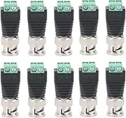 BNC Male Power Connector,10 Pcs -Plated Brass Material BNC Male Power Adapter Jack Plug 50 Ohm Accessories for CCTV Camera