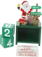 Beatifufu Advent Calendar in Natural Wood Christmas Calendar Tabletop Desktop Calendar Craft Home Decoration for Christmas