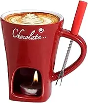 Chocolate Fondue Mug Set | Hot Pot Ceramic Melting Cup Chocolate Fondue Mug | Tea Light Heating Butter Warmer Melting Pot for Candy & Chocolate