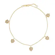 9kt Yellow Gold Silver Infused Rose Charm Anklet
