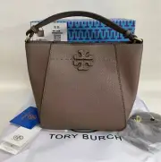 NEW Authentic Tory Burch Small McGraw Bucket Bag with Dust Bag gray 2404M