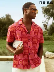 Reiss Pink Saura Reiss | Ché Sunset Towelling Shirt (F70359) | $225