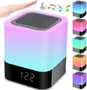 Night Light Bluetooth Speaker, Alarm Clock Touch Sensor Bedside Lamp Dimmable
