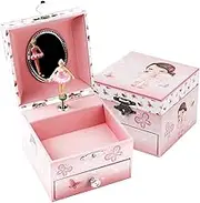 TAOPU Girl'S Musical Jewellery Storage Box With Pullout Drawer and Spinning Ballerina Girl Music Box Jewel Case Toys for Girls Gift