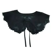 Women for Mesh Fake Collar Shawl Embroidery Geometry Floral Lace-Up Cape