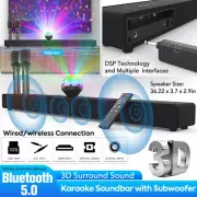 Karaoke Soundbar Bluetooth Speaker Subwoofer Surround Sound Bar Speaker +2 Mic