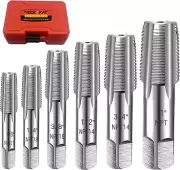 6-Piece NPT Pipe Tap Set, 1", 3/4", 1/2", 3/8", 1/4", 1/8" Sizes, Plastic Case