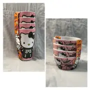 NEW Set of Hello Kitty Melamine Skeleton & Web Halloween Cups & Tidbit Bowls