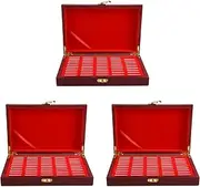 150 Pcs Wood Coin Protection Display Box Storage Case Holder Round Box Commemorative Collection Box