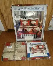 AMERICAN PACIFIC hand quilted PATCHWORK QUILT TWIN AUTUMN HARVEST 66 X 86 NEW