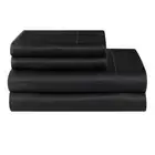 4-Piece Black Satin King Sheet Set