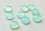 16mm Aqua Chalcedony Rose Cut Gemstones, Blue Flat Back Rose Cut Gems