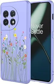 [HTXWXJC] Phone Case for OnePlus 11 Case, PHB110 CPH2449 CPH2447 1+11 Case, Shockproof Flexible Bumper TPU Soft Cover Floral Pattern Phone Cover for OnePlus 11 Purple Flower