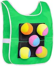 Kids Dodgeball Vest,Stick Ball Vest for Kid,1 Sticky Vest with 5 Cotton Balls Throwing Target Game Throwing dodgeballs Game Set,Catch Toss Soft Toy Balls for Indoor Outdoor Gym Park Garden