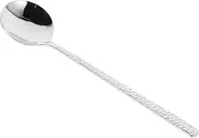 KALLORY Stainless Steel Serving Spoon with Long Handle Hammered Design Kitchen Utensil for Cooking Serving and Banquets for Home and Restaurant Use
