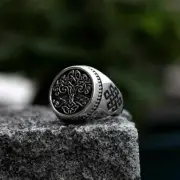 Unisex Titanium Stainless Steel Men Biker Punk Viking Tree of Life Ring Jewelry