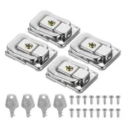Suitcase Lock Hasp 1.6"x1.10",4Pcs Iron Toggle Catch Latch with Key/Screw,Silver