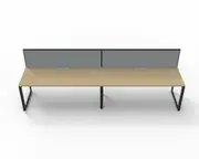 RAPIDLINE DELUXE LOOP LEG WORKSTATION With Screen 2 Person Single Sided W1800 x D750 x H730mm (per user) Natural Oak Top Black Frame