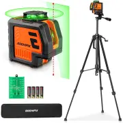 GOCHIFIX 5 Lines Laser Level with Tripod 2 Plumb Dots Self Leveling Green Line Laser Level Tool for Construction Floor T