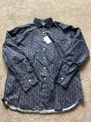 Canali Men’s Dark Blue Button Up Shirt Size XL $395.00