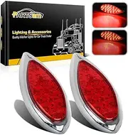 2PCS Red 35 LED Chrome Tear Drop Truck Trailer Stop Turn Brake Tail Lights Sealed w/High Low Brightness