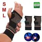 Copper Wrist Hand Brace Support Carpal Tunnel Arthritis Sprain Compression Glove