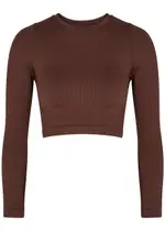 PRISM2 Evoke Ribbed Stretch-jersey Top, Tops, Maroon, One Size One Size