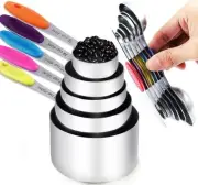 measuring cups and magnetic measuring spoons set, stainless steel measuring c...
