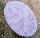 Pink Rose Quartz stones Coffee, Dining Tabletop, Handmade Interior Furniture