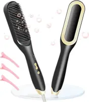 Hair Straightener Brush-Ionic Hair Brush Straightener for Women with 5 Temp Sett