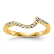 0.18ct. CZ Solid Real 14k Yellow Gold Contoured Wedding Wedding Band Ring