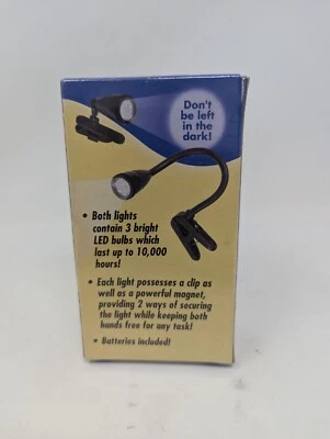 BRAND NEW Hampton's LED 2 PACK Black Clip On Portable Book Reading Light