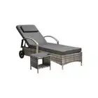Wheeled Sun Lounger with Table Patio Set Grey