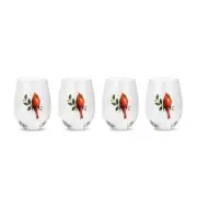 Dean Crouser Cardinal Holly Stemless Wine Glasses Set of 4