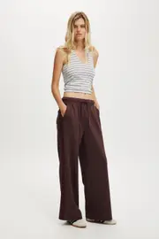 [Cotton On Women] Cotton On Women - Contrast Wide Leg Sweatpant - Chocolate / sour cherry XL CHOCOLATE / SOUR CHERRY